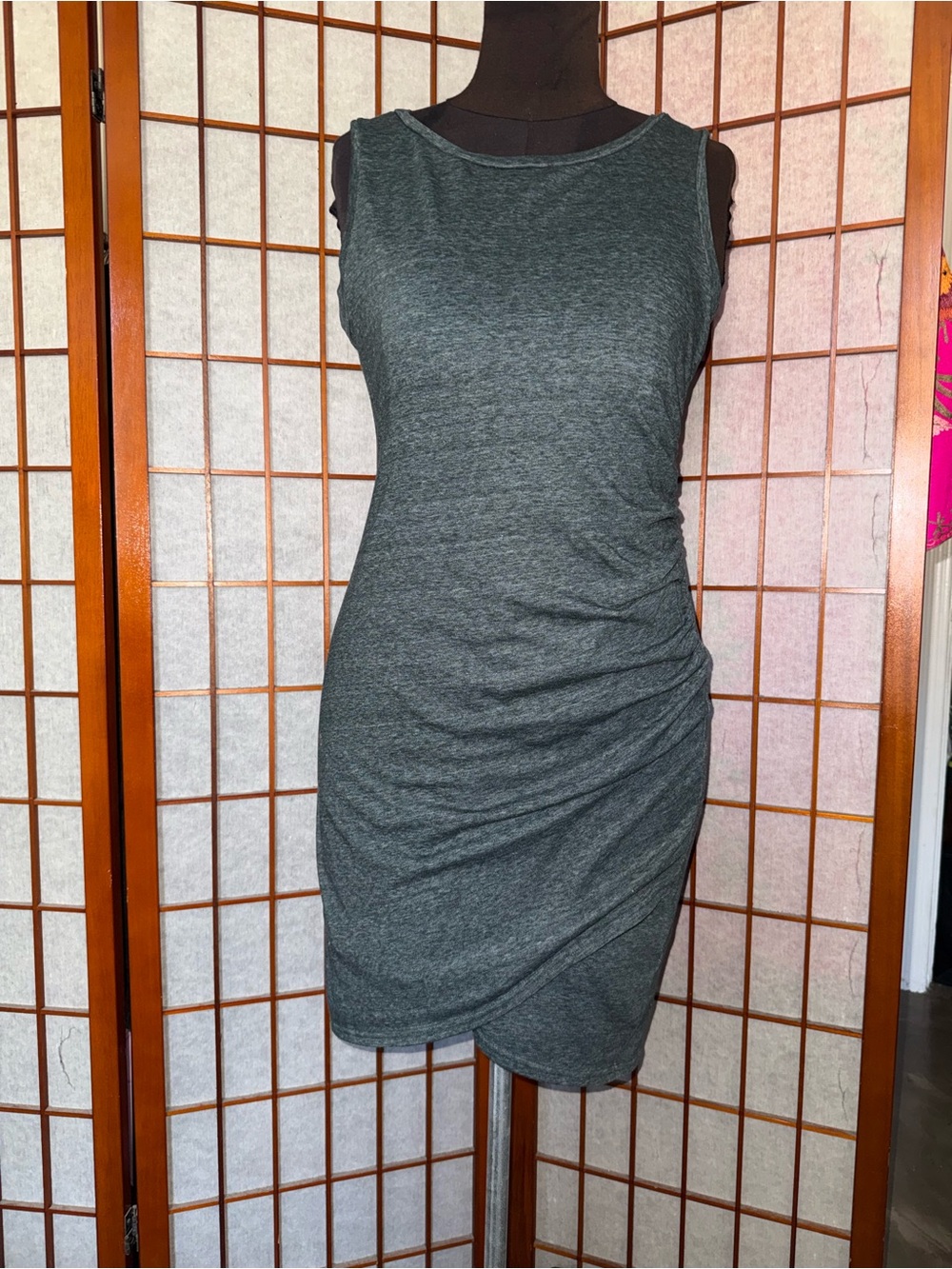 Leith Nordstrom Olive Ruched Sleeveless Dress Size XL